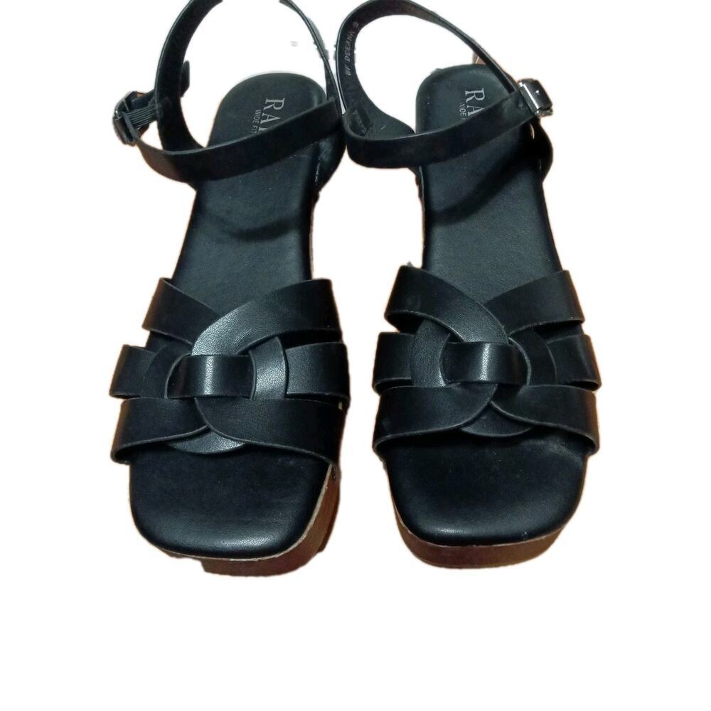 Raid Deeana Wide Fit Black Criss Cross Slingback Platform Sandals Sz. 8